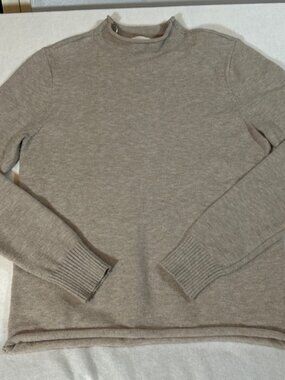 Cyrus NYC Turtleneck Knit Sweater in Kitten Heather Beige - Size XS